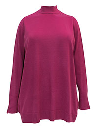 MAGENTA Curve Funnel Neck Pointelle Trim Jumper - Plus Size 22/24 to 26/28