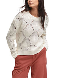 Ellos NATURAL-WHITE Juliette Knitted Sweater - Plus Size 20/22 (EU 46/48)