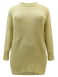 Curve KEY-LIME Long Sleeve Chunky Rib Longline Jumper - Plus Size 14/16 to 26/28