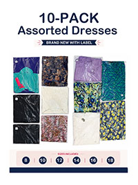 10-PACK Assorted Mixed Length and Style Dresses - Size 8 to 18