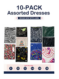 10-PACK Assorted Mixed Length and Style Dresses - Size 8 to 18