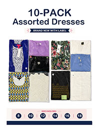 10-PACK Assorted Mixed Length and Style Dresses - Size 8 to 18