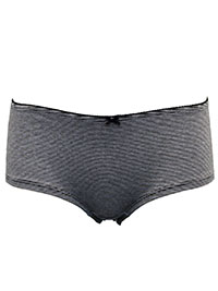 BLACK/WHITE Striped Cheeky Hipster Knickers - Size S to M