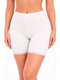 IRREGULAR - IVORY Cotton Rich Lace Trim Long Briefs - Size 10/12 to 30/32 (S to 3XL)