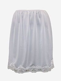 IRREGULAR - WHITE Lace Trim Half Slip - Size 8 to 20