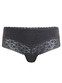 DARK-GREY Lace Detail Brazilian Knickers - Size 6 to 24 (XS to XXXL)