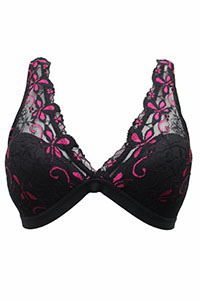 BLACK Floral Lace Padded Non Wired Triangle Bra - Size 34 to 36 (A cup)