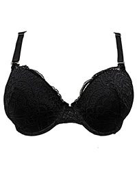 BLACK Lace Padded & Wired Bra - Size 36 (B cup)
