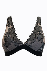 BLACK Embroidered Mesh Non Wired Bralette - Size 34 (A cup)