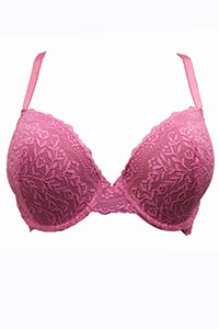 PINK Lace Overlay Wired Plunge Bra - Size 38 (B cup)