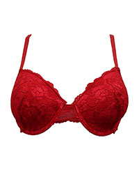 RED Lace Padded & Wired Bra - Size 36 to 40 (A-B)