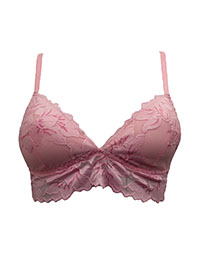 PINK Floral Lace Non-Wired Bralette - Size 32 to 34 (B cup)