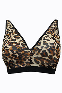 BLACK Animal Print Soft Mesh Bralette - Size 32 to 34 (D cup)