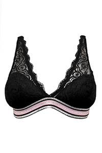 BLACK Lace Non-Wired Bralette - Size 32 to 34 (A-C)