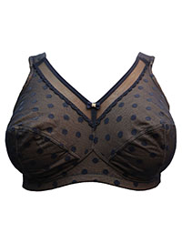 DEEP-OCEAN Soft Cup Spotted Mesh Total Support Bra - Size 44 to 46 (D cup)