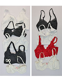 Lot of Assorted Plain, Lace trimmed bras - Size 34 to 46 (B-C-D-DD-E)