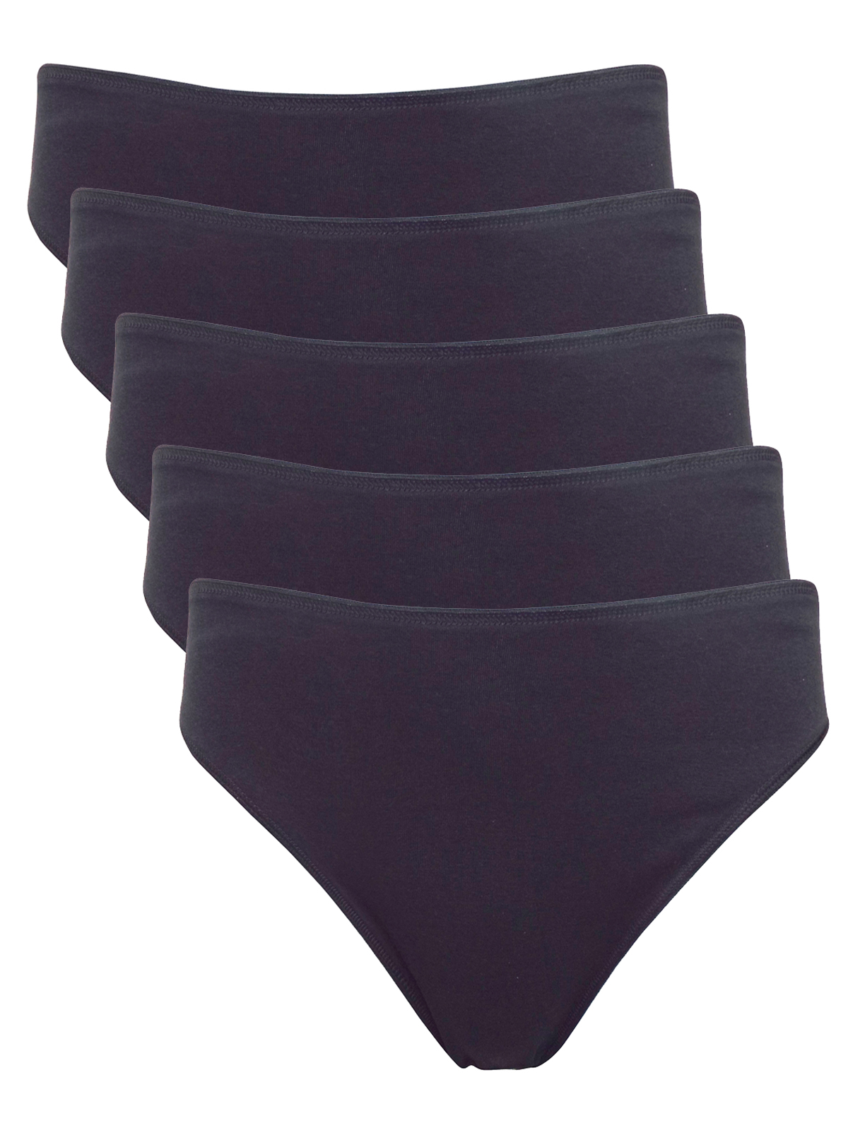 George - - BLACK 5-Pack Plain High Leg Knickers - Size 8 to 20