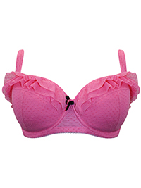 PINK Hattie Flock Spot Bra - Size 30 to 34 (E-FF-GG)