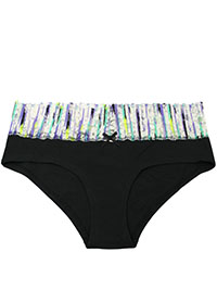 BLACK Contrast Lace Trim Brazilian Knickers - Size 8 to 16/18 (S to XL)