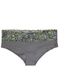 VS GREY Contrast Lace Trim Brazilian Knickers - Size 12/14 to 16 (M to L)
