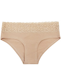 VS NUDE Lace Trim Cheekie Brazilian Knickers - Size 8/10 (S)