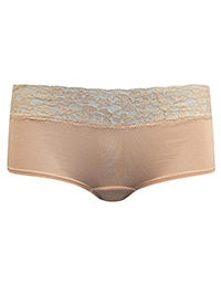 VS CARAMEL Lace Trim Metallic Fleck Hiphugger Knickers - Size 12/14 to 16 (M to L)