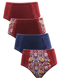 BPC Selection NAVY/WINE 4-Pack Cotton Rich Lace Trim Full Briefs - Plus Size 14/16 to 30/32 (EU M to 3XL)