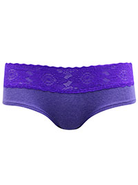 LaSenza PURPLE Contrast Lace Trim Hiphugger Knickers - Size M to L