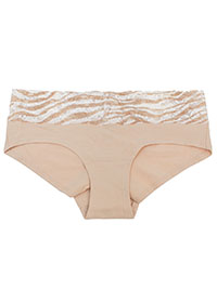 VS NATURAL Contrast Waist Lace Trim Hiphugger Knickers - Size 6 to 8/10 (XS to S) VS NATURAL Contrast Waist Lace Trim Hiphugger Knickers - Size 6 to 8/10 (XS to S)