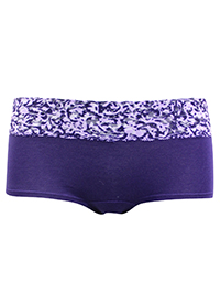 VS PURPLE Contrast Waist Lace Trim Shortie Knickers - Size 8/10 to 18 (S to XL)