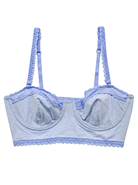 VS BLUE MARL Lace Contour Cotton Adjustable Straps Longline Bra - Size 34 to 36 (B-C-D)