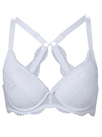 WHITE Adele Lace T-Shirt Bra - Size 32 to 42 (A-B-C-D-DD)