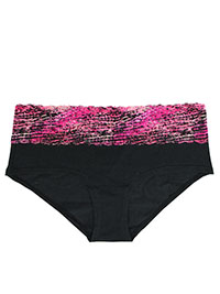 BLACK Contrast Lace Trim Brazilian Knickers - Size XS to L