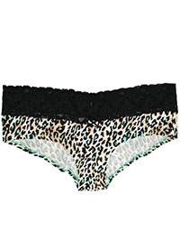 VS BLACK Animal Print Contrast Lace Trim Brazilian Knickers - Size 8/10 to 16 (S to L)