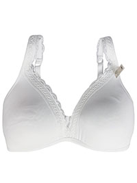 IRREGULAR - WHITE Corrine Moulded Lace Trim Bra - Size 30 to 38 (A-B-C)