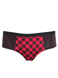 BLACK Contrast Panelled Hipster Knickers - Size 6 to 10 (XS to M)