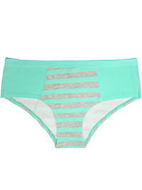 MINT-GREEN Contrast Panelled Hipster Knickers - Size 6 to 12/14 (XS to L)