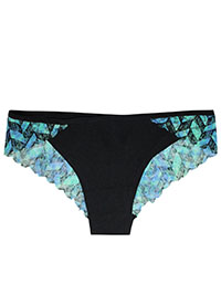 BLACK Contrast Lace Trim Bikini Knickers - Size 8 to 12/14 (S to L) BLACK Contrast Lace Trim Bikini Knickers - Size 8 to 12/14 (S to L)