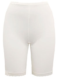 IVORY Cotton Rich Lace Trim Long Briefs - Size 10/12 to 30/32 (S to 3XL)
