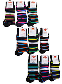 Mens ASSORTED 2-Pack Cotton Multi Striped Socks