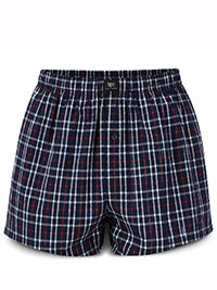 Big&Tall Mens NAVY Check Button Front Woven Boxer Shorts - Size 2XL to 5XL