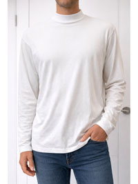 RTS Mens WHITE Organic Cotton Funnel Neck Top - Size XS to XL