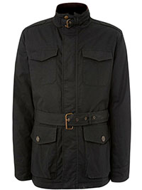 IRREGULAR - Mens BLACK Funnel Neck Belted Bamford Jacket - Size M to XL IRREGULAR - Mens BLACK Funnel Neck Belted Bamford Jacket - Size M to XL