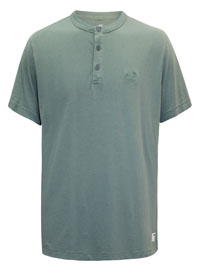 RTS Mens GREEN Pure Cotton Logo Embroidered Henley Top - Size L to XL