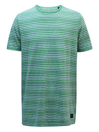 MoP Mens GREEN Pure Cotton Herringbone Trim T-Shirt - Size L to XXL