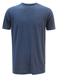 MoP Mens NAVY Organic Cotton Textured Stripe T-Shirt - Size M to 3XL