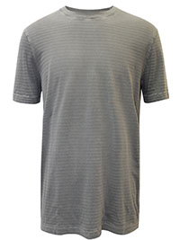 MoP Mens GREY Organic Cotton Textured Stripe T-Shirt - Size L to 3XL
