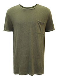 MoP Mens KHAKI Organic Cotton Slim Fit Pocket Detail T-Shirt - Size XL to XXL