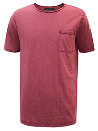 MoP Mens RED Pure Cotton Shaped Fit Pocket Detail T-Shirt - Size M to XXL