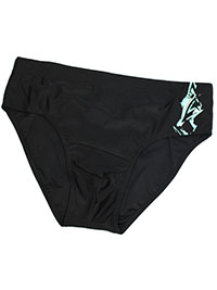 BLACK/TURQUOISE Mens Geo Print Swim Briefs - Size M